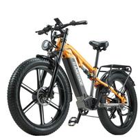 RANDRIDE Electric Bike 1000W*2 Motor 26*4.0-inch Fat Tires Hydraulic Brake Shimano 7-Speed electric fat bike YX80M-2 26 oranžinė