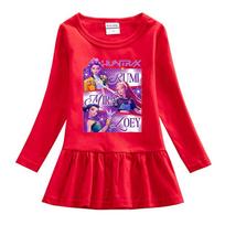Kpop Monster Hunter Princess Dress: Cartoon Ruffle Long Sleeve Mesh Skirt for Spring & Autumn. 130 cm