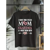 Women I Have Two Titles Mom & Grandma Graphic T-Shirt Heart Floral Print Round Neck Short Sleeve All-Season Comfort Fit Mother's Day Gift Top S juoda