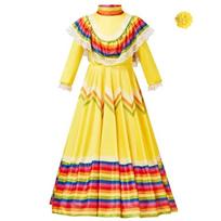 Ethnic Dance Dress Halloween Costume Girls School Stage Cosplay Costume XS geltona
