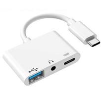 Mobile Phone 3 in 1 USB Splitter Type-C to 3.5m Audio Converter Data Transmission OTG Adapter
