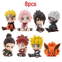 New 8pcs Naruto Sitting Figurine Set Mini Q-version PVC Anime Model Cute Ornament Birthday Gift for Fans Collection