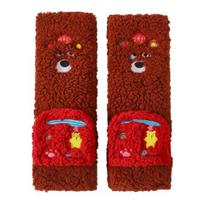 1 Pair Women Plush Fleece Socks Ultra Warm 3D Cartoon Embroidered Socks Elastic Fit Soft Thick Cozy Thermal Socks vyno raudonos spalvos