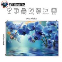 2D Elegant Blue Phalaenopsis Backdrop Soft Water Reflection Prop 47.2x31.5inch/120*80cm