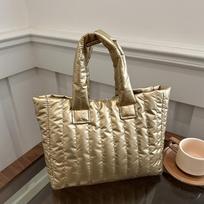 Large Capacity Quilted Tote Bag for Women Elegant Padded Solid Color Shoulder Bag for Vacati Casual Commuting Handbags auksas