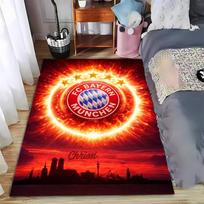 FC Bayern Munich Logo Carpet with Fiery Effect and City Skyline  Suitable for use as an anti-slip for living room bedroom sofas 40x60cm( 15x23in )