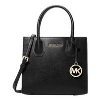 MICHAEL KORS Mercer Vienspalvė su logotipu Organizuota rankinė per petį Lygi karvės odos rankinė Vidutinio dydžio Moteriška Juoda juoda