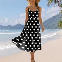 Sleeveless Bohemian Print Maxi Dress for Women Summer Spaghetti Strap Flowy Casual Loose Fit Lightweight Sundress M juoda