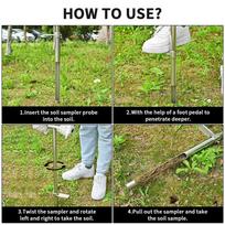2026 New Soil Probe 36 Inch T-Handle Sampler Rod With Pedal And 2 Bags For Outdoor Garden Lawn Soil Test Analysis Farmers China Mainland