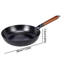 Iron Pot Household Frying Pan Traditional Hand Forged Without Coating Wooden Handle Old-style Non-stick iron Pot