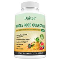 Whole Food Quercetin Dietary Supplement, With Bromelain, Turmeric Root, 120 Capsules 120 Capsules