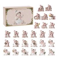2025 Alphabet Snowman Advent Calendar 26 Days Christmas Countdown Calendar with A to Z Letters 2D Acrylic Pink Pendants Set for Winter Tree Decor A
