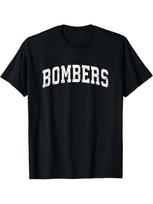 Bombers Mascot Vintage Athletic Sports Name Design T ShirtComfortable Tee Graphic Print Shirt AllSeason Tee for Everyday Outdoor ActivitiesSame Style S įvairiaspalvis