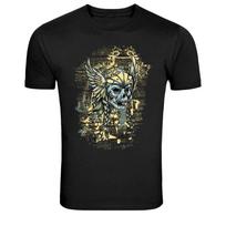 Viking Skull Helmet Graphic T-Shirt Norse Warrior Gothic Dark Art Tee S įvairiaspalvis