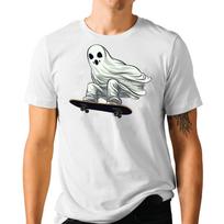 Skater Ghost Halloween T-shirt - Spooky Skateboarding Costume Tee S įvairiaspalvis