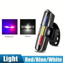 Super ryškus 3 spalvų dviračio galinis žibintas, USB įkrovimo LED įspėjamasis žibintas, atsparus vandeniui raudonas/mėlynas/baltas žibintas kalniniams ir kelių dviračiams
