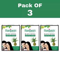 3 X Banjara's Black Henna with Aloevera Hair Colour | Black - 50g