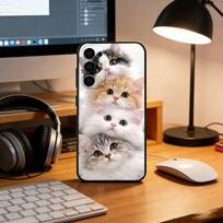 Cool adorable cat Phone Case For Samsung S25,S24,S21,S22,S23,S30,Ultra,S20,Plus,Fe,Lite,Note,10,Black Cover Samsung S25ULTRA