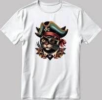 Pirate Cat S. Sleeve White-Black Men / Women's T Shirt Mens Womens Tees Top P313 4XL