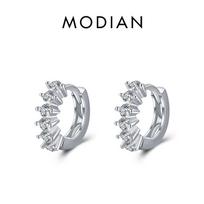 Modian 925 Sterling Silver Dazzling Elegant Fashion Multiple Diamonds Hoop Earrings For Women Wedding Statement Jewelry sidabras