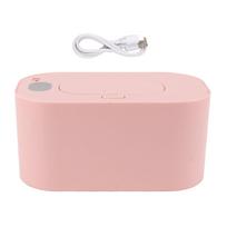 Servetėlių šildytuvas Drėgnų servetėlių dozatorius Maitinamas USB Pastovios temperatūros Didelės talpos su ekranu Servetėlė rožinė