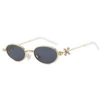 Ins New Retro Oval Women Sunglasses Y2K High End Diamond Inlaid Frame Design Steam Punk Men Casual Versatile Sun Glasses UV400 as  picture