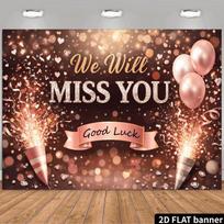 2D Farewell Party Photography Backdrop We Will Miss You Rose Gold Background 47.2x31.5inch/120*80cm