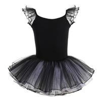 Girls Kids Ballet Tutu Skirts Dance Leotards Open Back Ballet Class Stage Performance Costumes 110 juoda