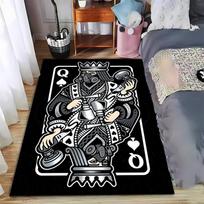 Playing Card Style Queen Design Carpet - Black White Graphic Rug Suitable for use as an anti-slip for living room bedroom sofas 40x60cm( 15x23in )