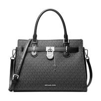 MICHAEL KORS Hamilton silver hardware coated canvas handbag medium women's black juoda