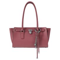 MICHAEL KORS Hamilton silver finish metal charm leather handbag small women's rose color sidabras