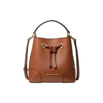 MICHAEL KORS Logotipo Raštuotos Odos Kibiro Formos Rankinė Ant Peties Crossbody Rankinė Maža Moteriška Ruda ruda