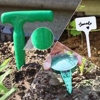 Garden Planting Tool Set Soil Hole Digger Seeder with Depth Marker for Seedling Transplanting and Planting one size žalia