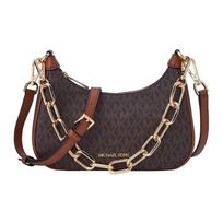 MICHAEL KORS petinė rankinė Cora presbiopinis grandinėlė, dirbtinė oda, pažasties rankinė, bagetės tipo rankinė, rankinė, vidutinio dydžio, moteriško stiliaus, tamsiai ruda ruda