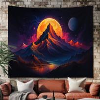Dark Mountain Moon tapestry 75x100 juoda