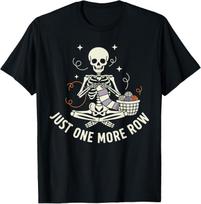 Skeleton Mens Crochet Shirt Funny Skeleton Just One More Row T-Shirt S įvairiaspalvis