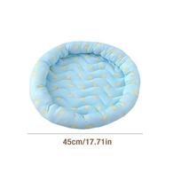 Round Pet Cooling Mat Summer Pet Cooling Pad Cat cooling mat dog mat ice silk cool pet mat Pet Supplies for Hot Weather (Blue,S) mėlyna
