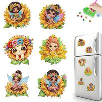 6pcs Acrylic DIY Animals Diamond Painting Magnets DIY Art Fridge Magnet Refrigerator Sticker Refrigerator Diamond Art Magnets