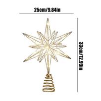 Christmas Tree Toppers Star Xmas Tree Decor Ornaments GoldSilver Star Christmas Decorations For Home Xmas Navidad New Year sidabras