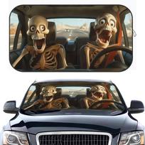 Humoristiškas ir smagus kaukolės formos automobilio saulės skydelis UV apsaugai, skydelis automobilio salonui, lengvai montuojamas 140cm*76cm