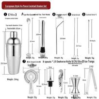 Stainless Steel Cocktail Shaker Barware 14-Piece Set
