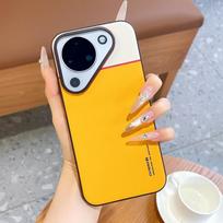 Luxury Spliced Color Leather Case for Huawei Pura 90 Pro Max 80 Ultra 70 Pro Shockproof Soft Cover with Large Camera Lens Circle Huawei pura 90 pro