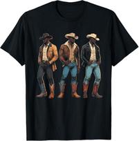 Black Cowboy Western Rodeo Melanin Black History Texas Men T-Shirt Mens Womens Tees Top M