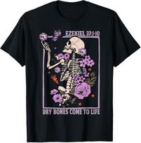 Dry Bone Come To Life Skeleton Floral T-Shirt Mens Womens Tees Top S