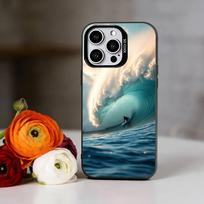 Surfing Art Phone Case For iPhone 17,16,15,14,13,12,11 Plus,Pro Max,XS,Colored Silver Plated Inside Cover iPhone15plus