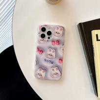3d Rabbit Cartoon Shell For Iphone 13 12 Promax 14 11 Pro Max Cute Bunny Relif Imd Ins Lovely Phone Case Back Cover Capa For iphone 12promax