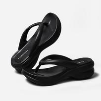 WTEMPO Women Sand Beach Flip Flops Wedge Heels Outside The Seaside Beach Sandals Thick-bottomed Flip-flops Outdoor Slides Summer Shoes 35-36 juoda