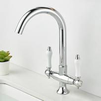 Tuqiu Gold bathroom faucet Chrome Basin faucet Deck Mounted Kitchen Faucet sink tap Hot Cold Double Handle basin Tap Brass