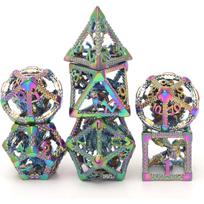 D&D Dice Metal Set Polyhedral Hollow Role-Playing Starter Dice for RPG MTG Table Board Games Pathfinder Shadowrun Yahtzee (3D Dragon Number) įvairiaspalvis