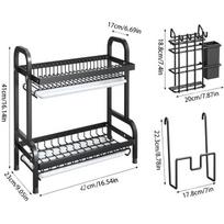 1pc Carbon Steel Kitchen Organizer with Drain System - Multi-Functional Utensil Rack for Dishes, Bowls & Cutlery - Durable Food Service juoda